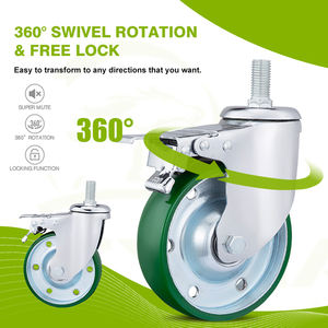 Fabrik Industrie transport 4 5 6 Zoll Polyurethan schwenkbare Hochleistungs-Lenkräder mit Schraube und Bremse - Product Image 3