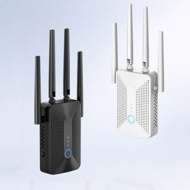 1200Mbps WiFi Repeater WiFi Extender Dual Band 5GHz 2.4GHz Wireless Booster with 4 External Antennas WPS AP Mode LAN Port