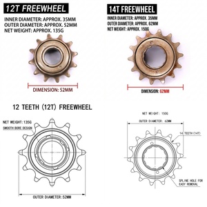 Ruota Libera Monovelocità 12T 14T per Bici Elettrica e Bici Pieghevole, Parti di Modifica, Pignone in Acciaio ad Alto Tenore di Carbonio - Product Image 2