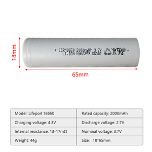 18650 Solid State Rechargeable <strong>Battery</strong> Pack 3.7v 1500mah 2000mah 2500mah 2200mah <strong>High</strong> Discharge Rate Cylindrical <strong>LiFePO4</strong> <strong>Battery</strong> - Product Image 4