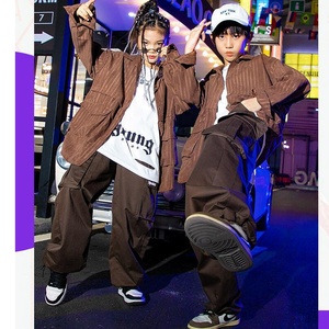 Kids Teen Cool Streetwear Hip Hop Clothing Oversize Brown Jacket Tops Joggers Pants for Girl Boy Jazz <strong>Dance</strong> Costume <strong>Kpop</strong> <strong>Clothes</strong> - Product Image 6