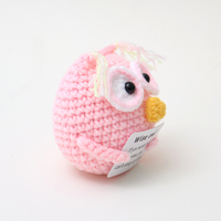 Peluche Hibou Mignonne Faite à la Main en Crochet, Artisanat Textile, Favorise l'Encouragement Émotionnel Positif, Carte Inspirante Incluse, Cadeau