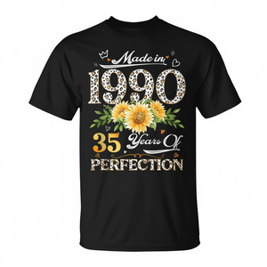 Camiseta sin mangas con estampado floral de margaritas para el 35.º cumpleaños, fabricada en 1990, producto promocional para 35 años - Product Image 2