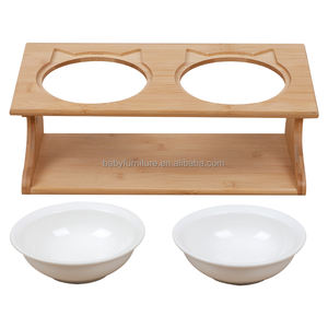 Houten Hondenkattenschotel Van Voedingskwaliteit Met Anti-Spill-Ontwerp, Milieuvriendelijke Duurzame Voerbak Voor Huisdieren Voor Alle Huisdiermaten - Product Image 2