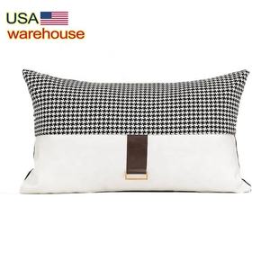 Syuntin — housse de coussin carrée en Faux cuir, Patchwork de couleur unie, décoration d'intérieur moderne nordique, 30x50cm - Product Image 1