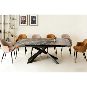 Mesa <span class=keywords><strong>de</strong></span> Comedor Extensible <span class=keywords><strong>de</strong></span> Mármol Moderna y Elegante con Patas Cruzadas, para Uso en Hogares, Hoteles y Salas <span class=keywords><strong>de</strong></span> Conferencias - Product Image 6