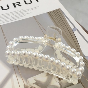 Simple élégant bijoux <span class=keywords><strong>perle</strong></span> pinces à cheveux clair Transparent <span class=keywords><strong>perle</strong></span> griffe pinces <span class=keywords><strong>pour</strong></span> femmes filles dames couleur - Product Image 2