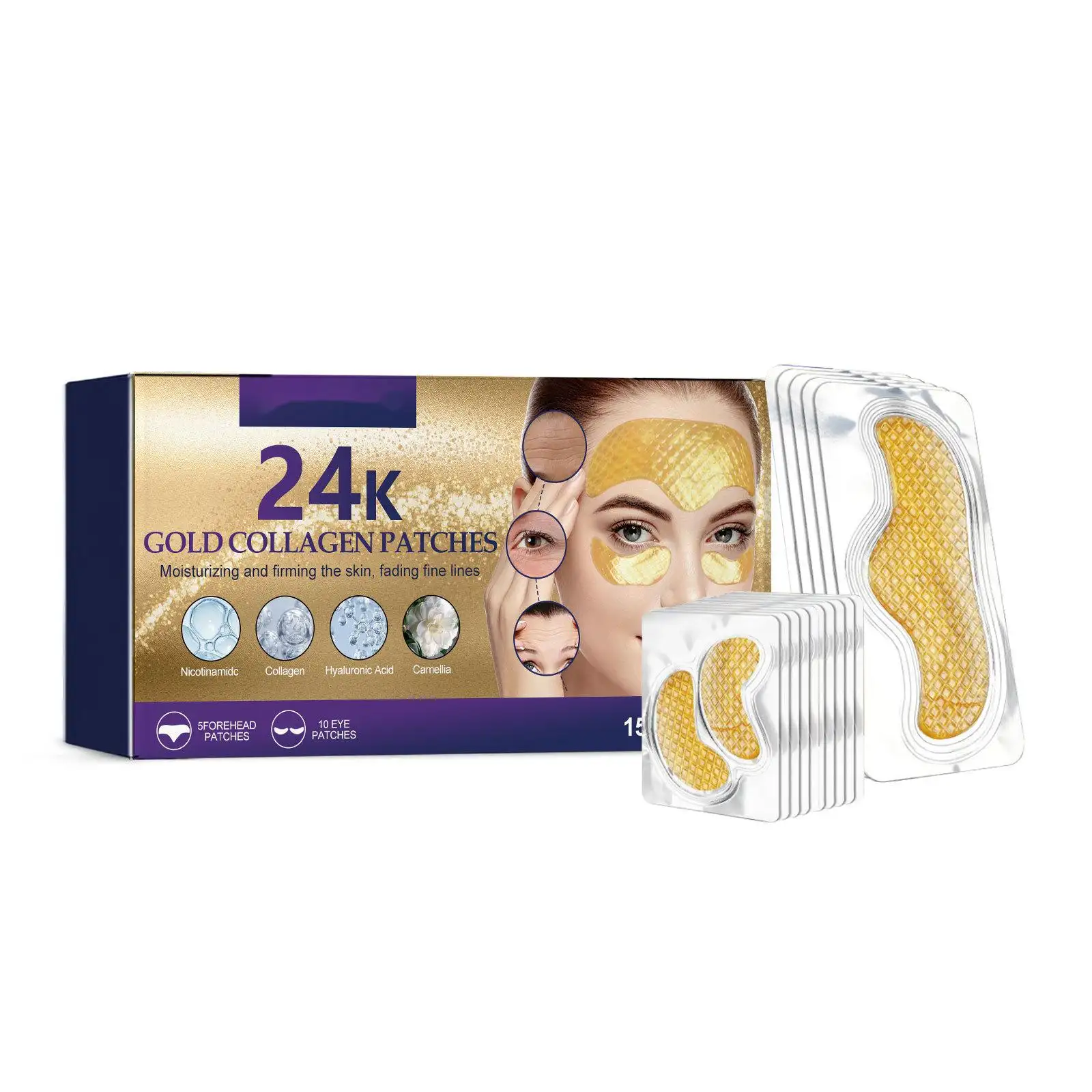 24k Forehead Wrinkle Patch moisturizes and hydrates the forehead and tightens the fine lines and smooths the skin