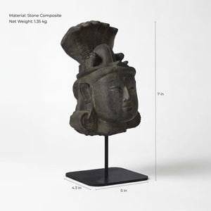 Shiva Lingam avec Nandi et Serpent |   Réplique d'artefact sacré hindou du 13ème au 15ème siècle - Product Image 5