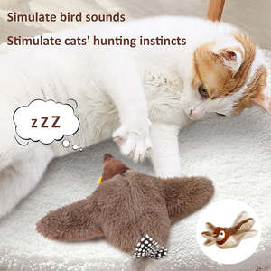 Nieuwe Afneembare Vliegende Interactieve Automatische Klappende Vleugels Gesimuleerde Tjilpende Vogel Mus Huisdier Achtervolging Kitten Kattenspeelgoed - Product Image 4