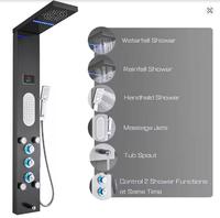 Panneau de douche mural multifonctionnel en acier inoxydable et céramique avec LED, robinets thermostatiques, effet pluie et massage, finition chromée
