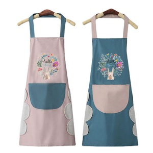 Tablier de cuisine imperméable et résistant aux taches, motif lapin avec couronne florale, pour la cuisine, usage quotidien, pour femmes, hommes et adultes - Product Image 5