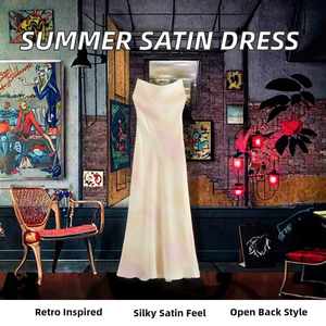 Vestido Midi Sexy Vintage para Mujer MYST&ZA, Espalda Descubierta, Textura Satinada con Láminas Metálicas, Nuevo Modelo de Verano 2024, 2180217 - Product Image 2