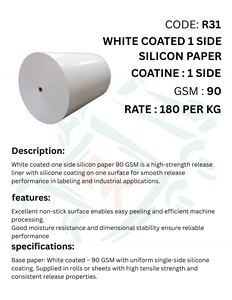 High Quality White Silicon Coated Paper One Side Release Paper Roll for Lamination <b>Packaging</b> <b>Printing</b> <b>Packaging</b> applications - Product Image 4