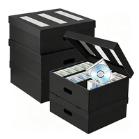 Boîte de rangement rigide en carton ondulé personnalisée pour CD avec fenêtre transparente en PVC pour collection de disques, rangement à domicile ou au bureau