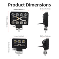 Phare de travail LED 12V haute luminosité pour voiture, 4 pouces/3 pouces, puces 3570, blanc/jaune clignotant, mini lampe de conduite pour moto et voiture