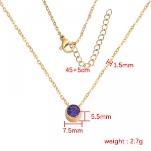 Non Tarnish Diy Fashion Jewelry Making Charm Stainless Steel Birthstone Pendant Necklace