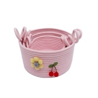 Paniers de rangement pliables faits à la main Panier en corde de coton avec poignées tissé bébé enfants jouet cadeau blanchisserie panier de rangement en corde de coton