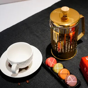 Nouveau élégant doré de haute qualité épais verre résistant à la chaleur presse à café français Portable voyage café