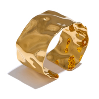 JINYOU 3583 Grand Bracelet Jonc Ouvert en Acier Inoxydable, Plaqué Or 18K PVD, Étanche, Bijou de Poignet Tendance