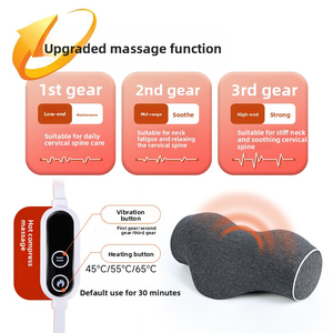 Oreiller de traction cervicale avec chaleur et massage - Housse en coton à mémoire de forme Soulagement de la douleur Soutien du cou - Product Image 4