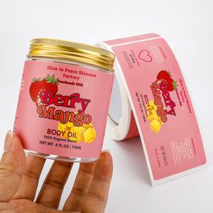 สติกเกอร์กันน้ำสำหรับติดขวดเครื่องสำอาง พิมพ์ลายสีชมพู พร้อมโลโก้ส่วนตัว สำหรับผลิตภัณฑ์บำรุงผิวและน้ำมันทาตัว - Product Image 1