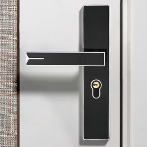 All-In-One Modern Black <strong>Lock</strong> Hardware Aluminum Alloy Acrylic Ambidextrous Door Lever <strong>Handle</strong> for Home Bedroom Apartment - Product Image 6