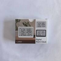 Horloge numérique minimaliste magnétique fine pour bureau/mur, avec fonction snooze, grand écran LCD, calendrier, température, hygromètre, fonction batterie