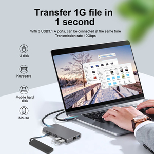 Tùy Chỉnh OEM 9 Trong <span class=keywords><strong>1</strong></span> <span class=keywords><strong>USB</strong></span> Type-C Hub Pcie HubPowered Giao Hàng <span class=keywords><strong>USB</strong></span> C Dock Docking Station Với SSD Slot Đối Với Macbook - Product Image 5