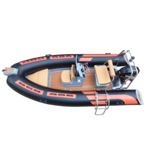Bateau de sauvetage gonflable ZHENBO RIB-430, coque en fibre de verre PVC 1,2 mm, certifié CE, 7 personnes, 14 pieds, plancher en fibre de verre, couleur personnalisée - Product Image 1