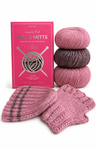 Kit complet de tricotage DIY pour chapeau et moufles, avec fil en mélange de coton et de laine mérinos et aiguilles circulaires, pour projet de confection de chapeau pour débutants - Product Image 5