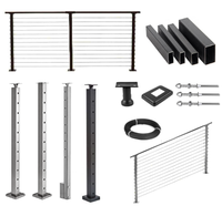 Rampe de balustrade à câbles en acier inoxydable noir mat pour escaliers, balcons et terrasses extérieurs, faible entretien