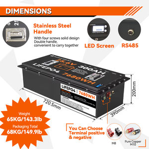 24 V 볼트 300AH 7680Wh LiFePo4 배터리 높은 전류 깊은 사이클 6000 + 충전식 24 V 300Ah 리튬 철 Lifepo4 배터리 팩 - Product Image 3
