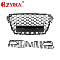 8K0853651E 8K0807681L 8K0807682M Grille de pare-chocs avant pour Audi A4 S-Line S4 13-16 Grille avant nid d'abeille + Grille de feux antibrouillard