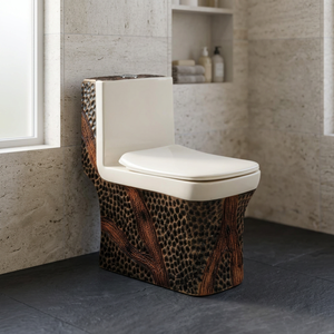 Inodoro de Cerámica de Una Pieza Vistaar Luxury Black Gold, Diseño Moderno de Doble Descarga y Montaje en el Suelo - Product Image 3