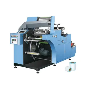 Máquina de fazer rolos de papel para etiquetas adesivas e cortar e vincar com carregamento automático
