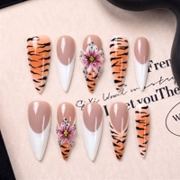 Lot de 10 faux ongles à presser faits main 3D, longs, pointus, courbes, style stiletto, couvrance totale, en PMMA, pour fabricants en gros