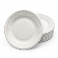 Assiette à dessert jetable en bagasse de canne à sucre compostable de 6 pouces, gaufrée, idéale pour les gâteaux, les amuse-gueules et la restauration événementielle