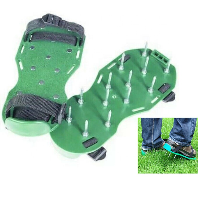 Сад регулируемый плечевой ремень газон аэрации шипами Зеленый Садоводство ходьба рыхлая почва для ногтей обувь Трава аэратор сандалии для всей обуви