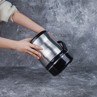 Boîte à lunch isotherme ronde à trois niveaux en acier inoxydable >6L pour adulte, ensemble de trois récipients, approvisionnement et exportation directe usine