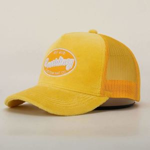 Wholesale Custom 5 Panel High Quality Embroidery Patch Logo Curved Brim Velvet Trucker Hat,Fashion Mesh Gorras <b>Snap</b> Back <b>Cap</b> - Product Image 5