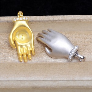 Pendentif en argent S925 en forme de main de Bouddha, support vide, finition mate 12-14, pour composants de bijoux de haute qualité - Product Image 2