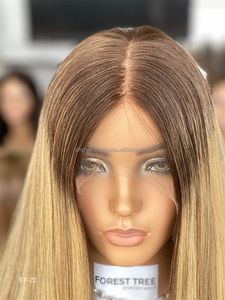 Peluca de Cabello Humano Virgen Remy Liso y Largo en Nuevo Color para Mujeres, Cabello Brasileño Natural con Pequeños Nudos Decolorados y Raíz Oscura - Product Image 2