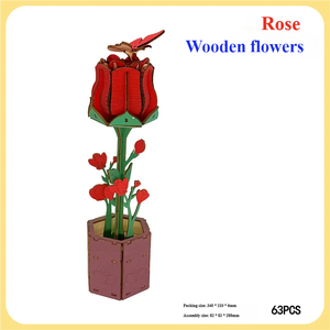 <span class=keywords><strong>Puzzle</strong></span> en bois 3D en forme de fleur, jouet DIY pour adultes - Kit de construction de modèle en <span class=keywords><strong>fleurs</strong></span> avec <50 pièces, décoration statique, cadeau artisanal - Product Image 3