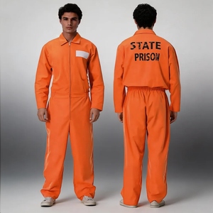 Mono Naranja con Temática de Prisión para Halloween |   Disfraz de Recluso de Cuerpo Completo para Adultos, Mono para Juegos de Rol, para TV y Cine - Product Image 1