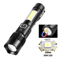 30W led rouge cob 18650 zoomable 1000lumen 800m pince à stylo aimant power bank type-c Light & Strong Light Flashlight