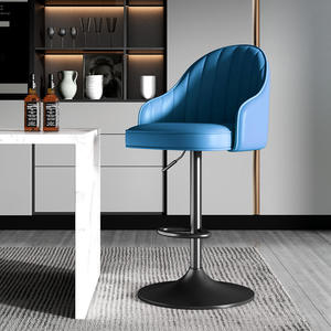 Chaise de bar moderne à hauteur réglable, tabouret pivotant rembourré en cuir PU capitonné pour bar à domicile, hôtel, salle à manger - Product Image 3