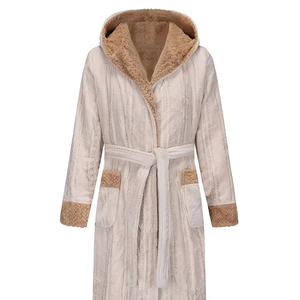 Vestaglia spessa Premium Femme uomo <span class=keywords><strong>donna</strong></span> pigiama Extra-lungo <span class=keywords><strong>accappatoio</strong></span> invernale <span class=keywords><strong>con</strong></span> <span class=keywords><strong>cappuccio</strong></span> doppio strato Jacquard indumenti da notte - Product Image 1