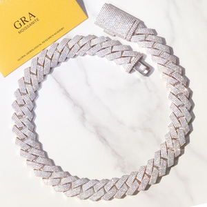 Cadena Cubana de Plata Maciza de 20 mm y 4 Filas con Diamantes de Moissanita GRA para Reloj Mecánico de Hombre, Collar de Rapero Hip Hop - Product Image 1