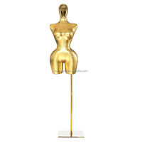 Bbl courbé femme grandes hanches modèle de Mannequin brésilien factice en fibre de verre tête d'or en cuir PU demi-taille Mannequin haut du corps